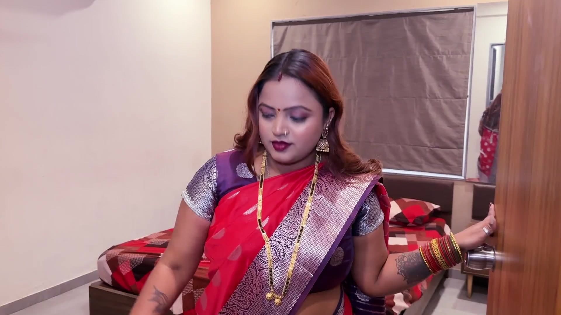 Husband couldn't resist his gorgeous wife in a red saree and fucked her hard right after returning from office screenshot 3