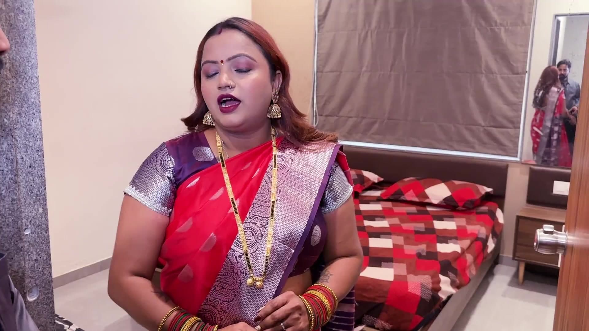 Husband couldn't resist his gorgeous wife in a red saree and fucked her hard right after returning from office screenshot 5