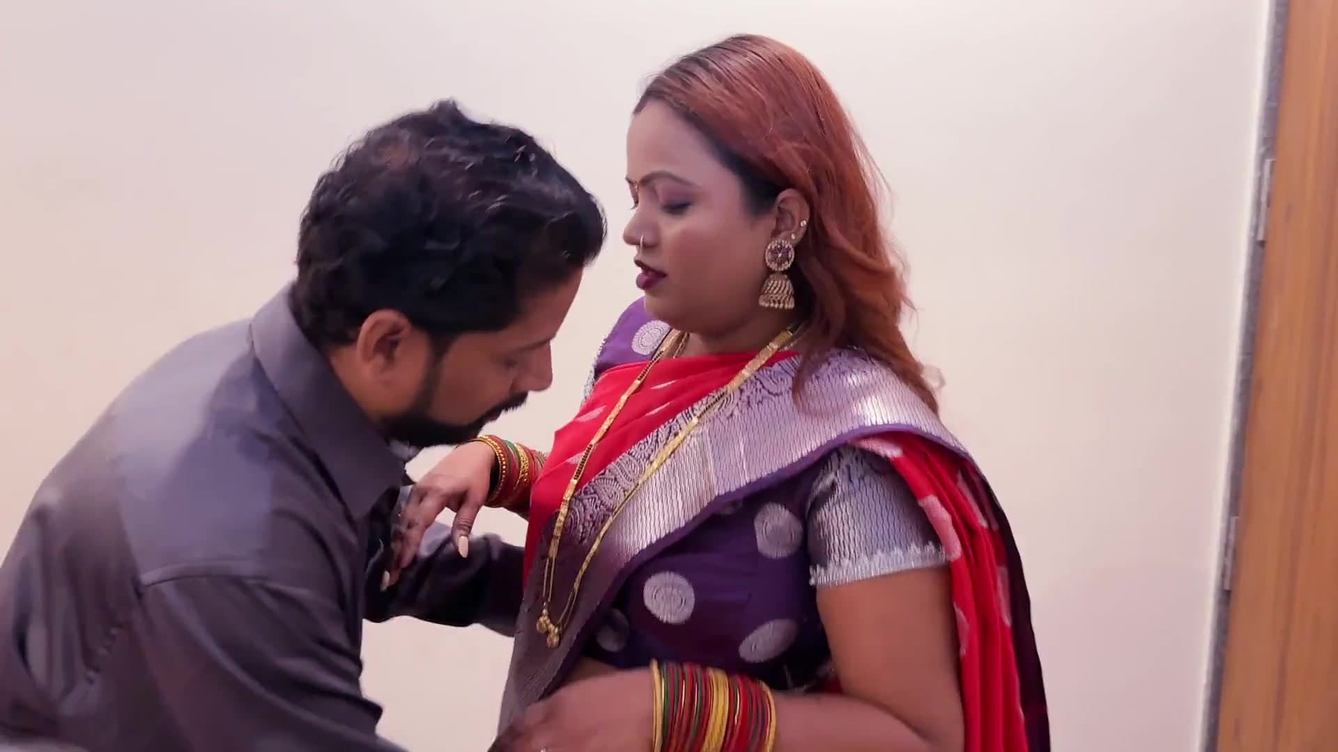 Husband couldn't resist his gorgeous wife in a red saree and fucked her hard right after returning from office screenshot 7