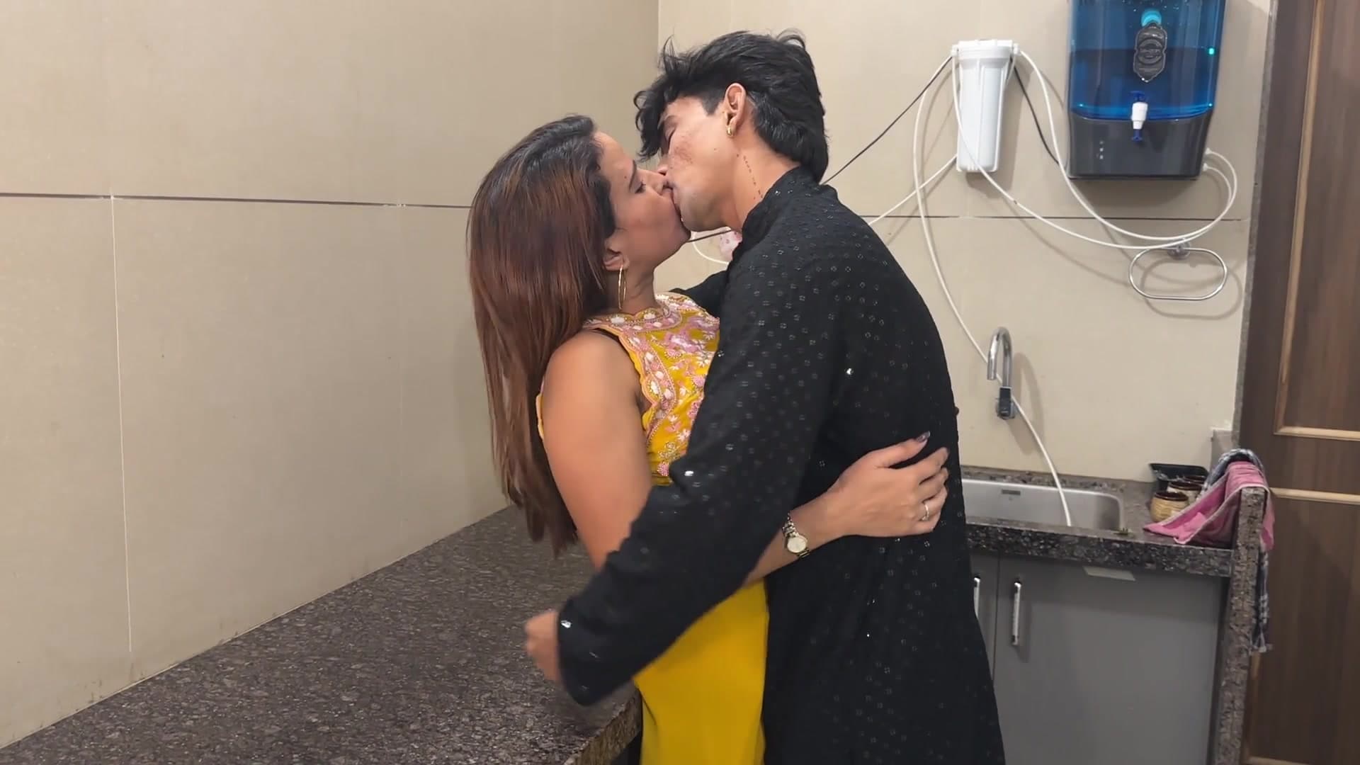 Hot wife was cooking in the kitchen when husband came and fucked her right there