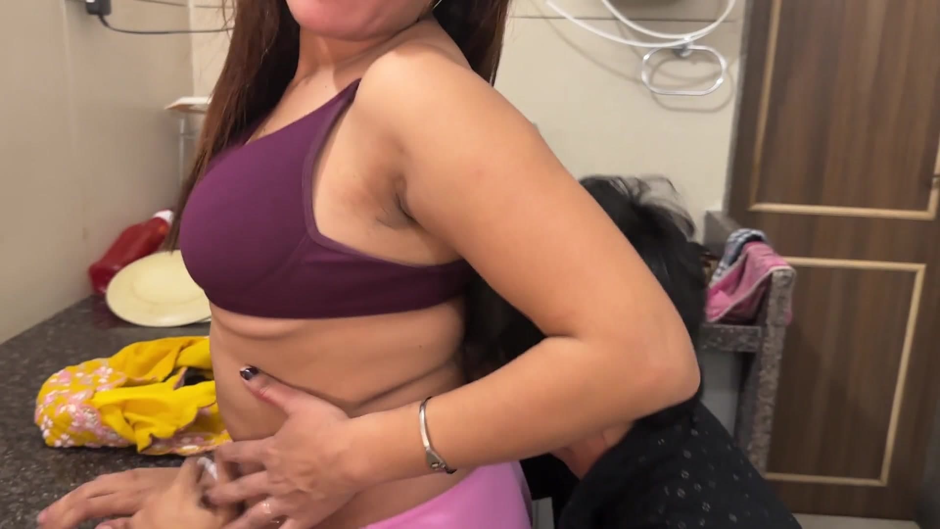 Hot wife was cooking in the kitchen when husband came and fucked her right there screenshot 3