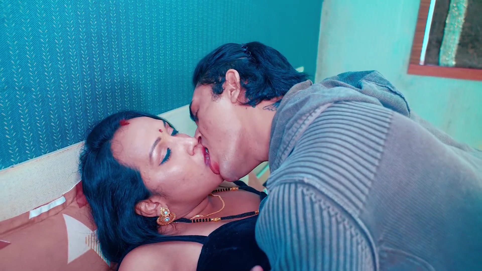 Stepmom Gets Fucked by Her Stepson on the Bed at Night screenshot 2