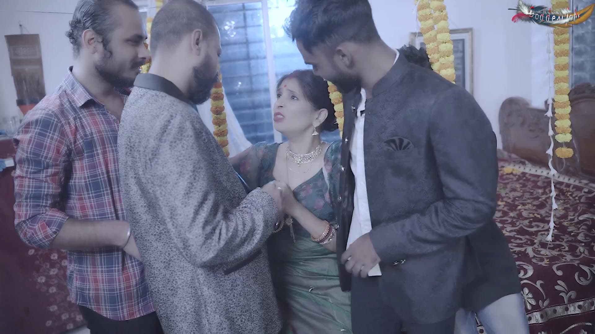 Newly Married Desi Bhabhi Gets Fucked Hard by Her Four Devars in Group Sex screenshot 3