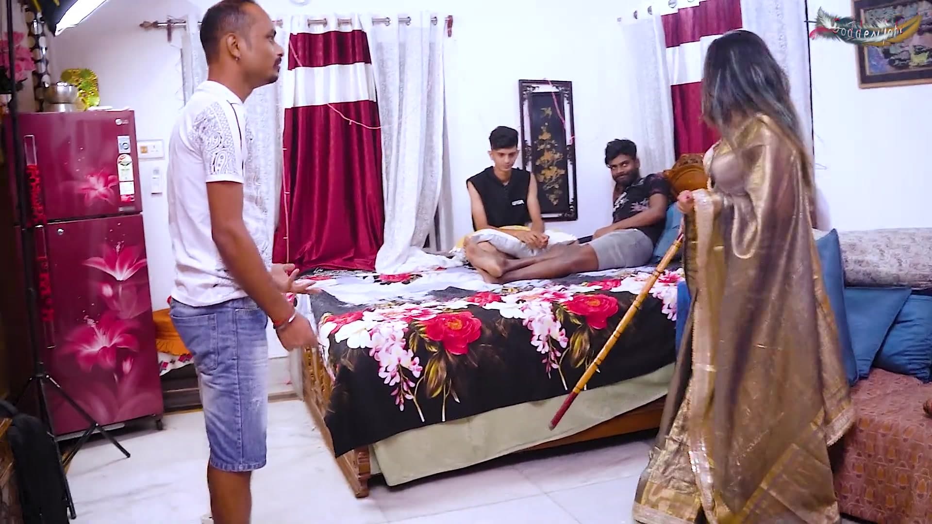 Horny Desi Bhabhi Gets Hardcore Fucked by Her Three Devars While Home Alone screenshot 3