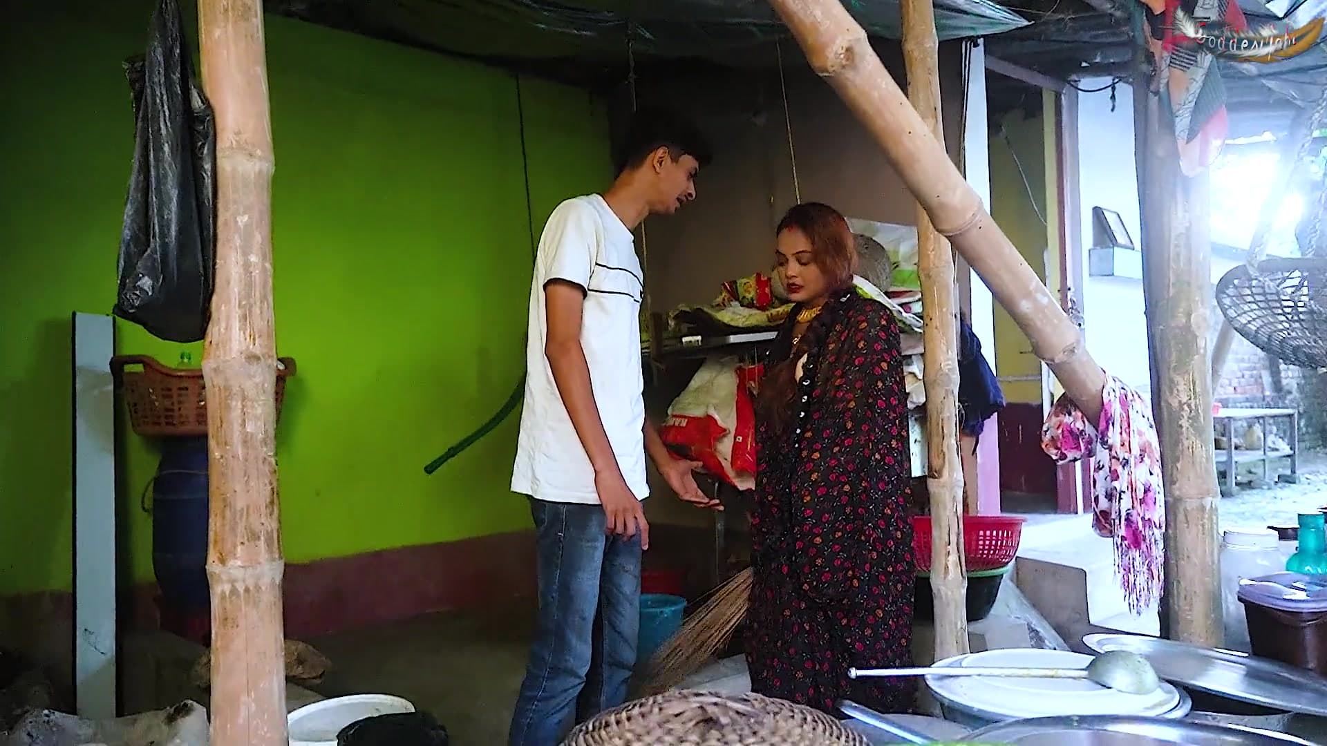 Desi Mallu Bihari Bhabhi Busted by Husband Fucking Her Devar in Outdoor Kitchen Full Hindi Movie screenshot 2