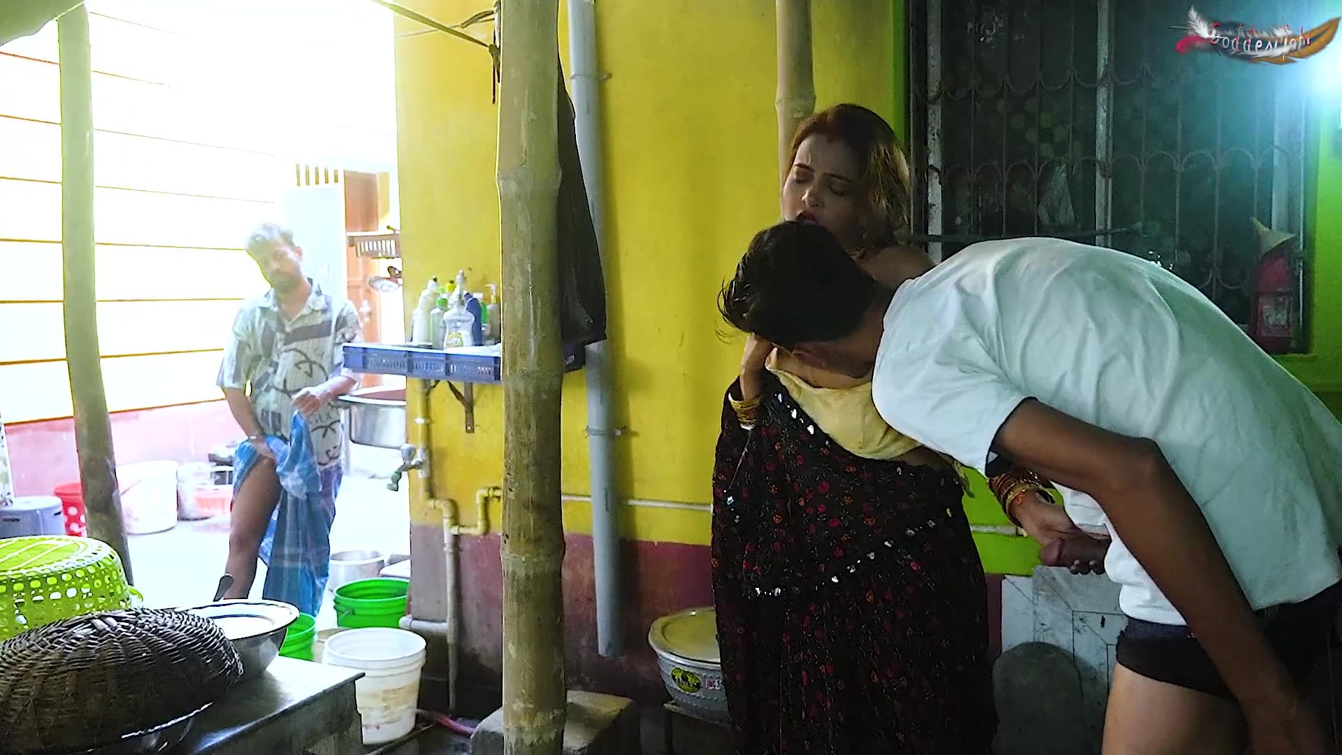 Desi Mallu Bihari Bhabhi Busted by Husband Fucking Her Devar in Outdoor Kitchen Full Hindi Movie screenshot 4